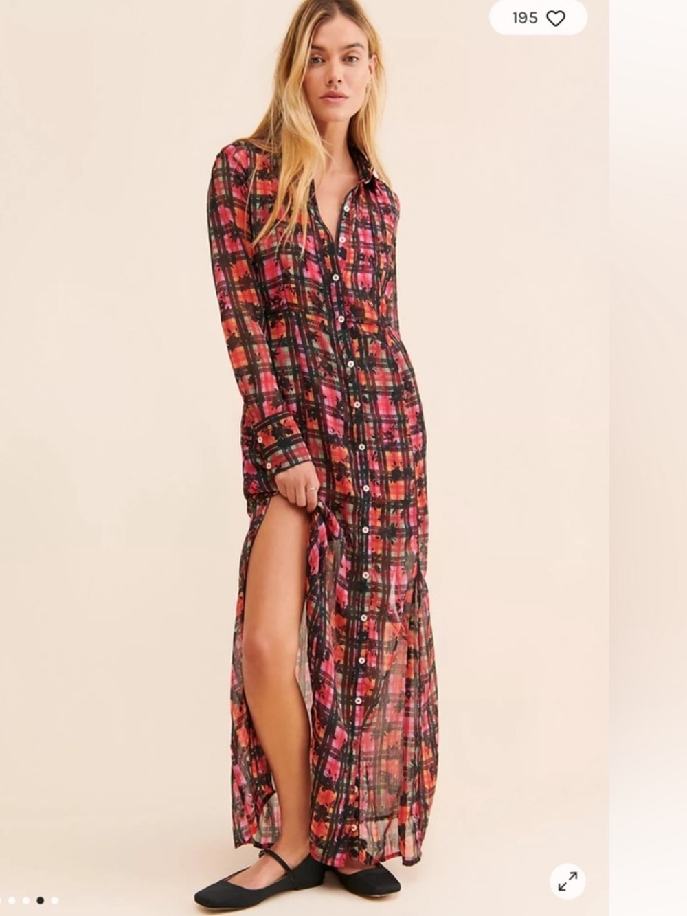 Free People Jerra Plaid Maxi Shirt Dress